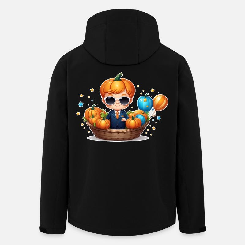 Pumpkin Boy with Sunglasses Halloween - Men’s Recycled Softshell Jacket by Stanley/Stella - black