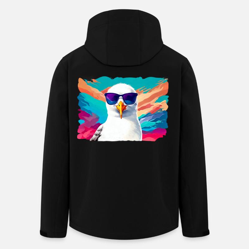 Lustige Möwe mit Sonnenbrille - Recycelte Männer Softshell-Jacke von Stanley/Stella - Schwarz