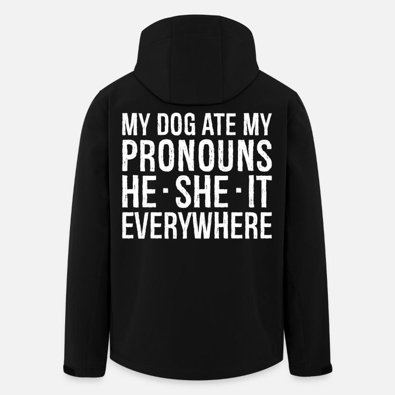 my dog ate my pronouns - Veste softshell homme en polyester recyclé Stanley/Stella - noir