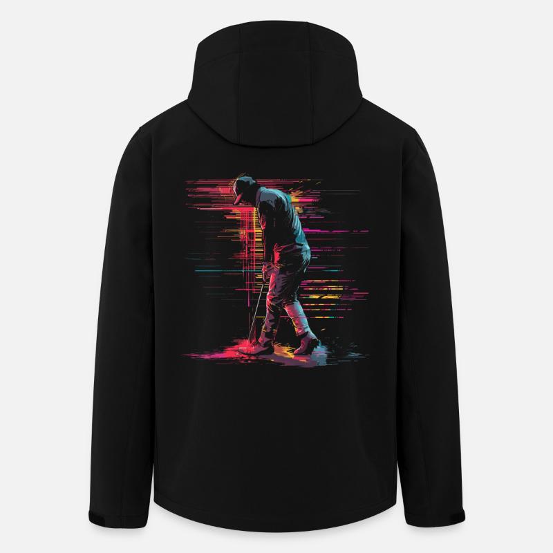 Golfer Retrowave - Recycelte Männer Softshell-Jacke von Stanley/Stella - Schwarz