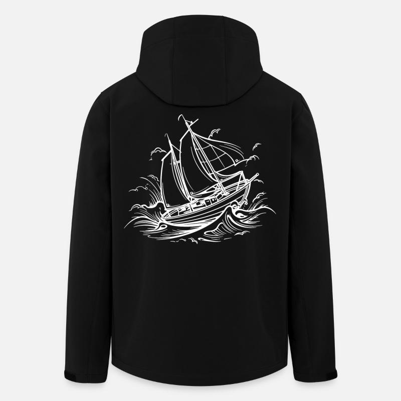 Segelschiff Zeichnung - Recycelte Männer Softshell-Jacke von Stanley/Stella - Schwarz
