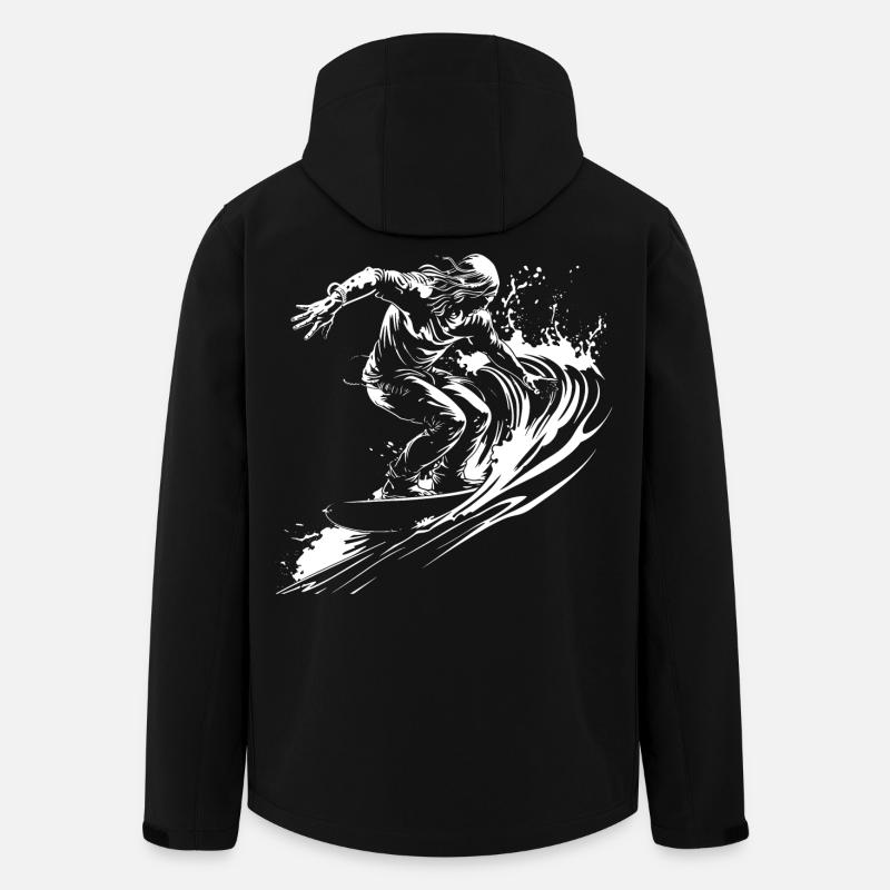 Croquis de surfeur - Veste softshell homme en polyester recyclé Stanley/Stella - noir