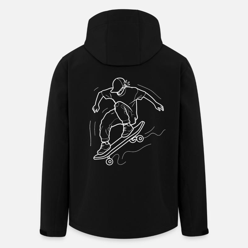 Skateboarding Boy Line Art - Men’s Recycled Softshell Jacket by Stanley/Stella - black