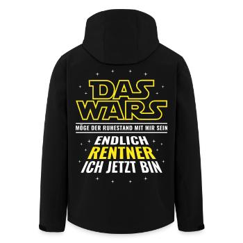 Rente Das wars - Endlich Rentner ich jetzt bin - Recycelte Männer Softshell-Jacke von Stanley/Stella - Schwarz - Hinten - AI Model Male 185 light (185cm)