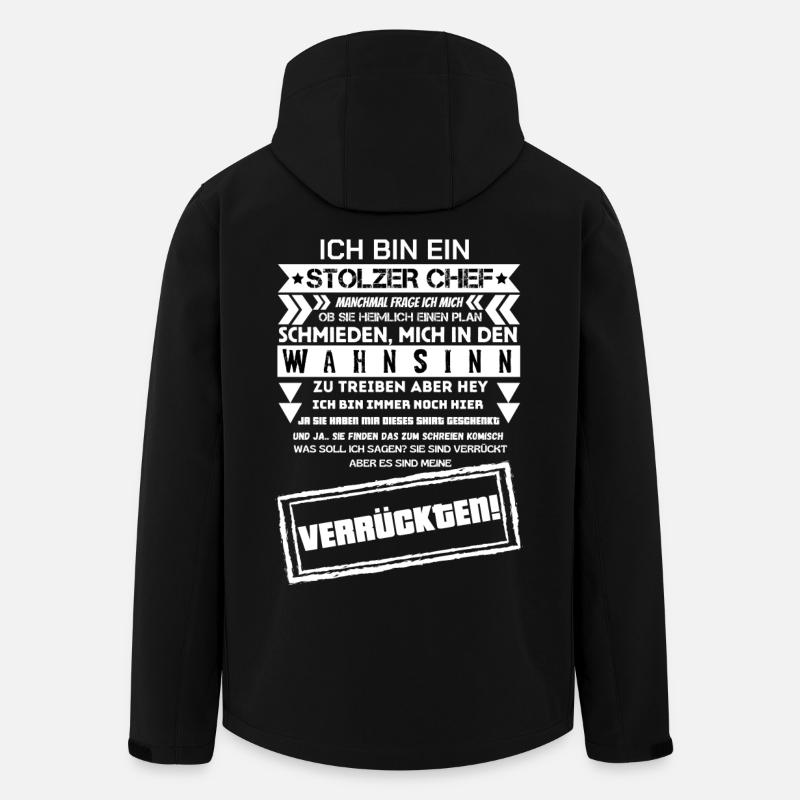En stolt chef över en trupp galna - Softshelljacka herr i återvunnen polyester Stanley/Stella - svart