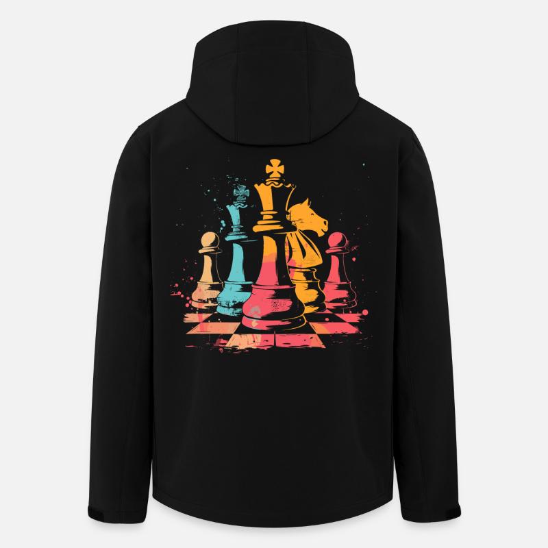 Pièces d’échecs Retrowave - Veste softshell homme en polyester recyclé Stanley/Stella - noir