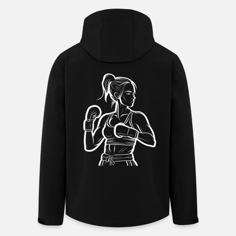 Boxerin Line Art - Recycelte Männer Softshell-Jacke von Stanley/Stella - Schwarz