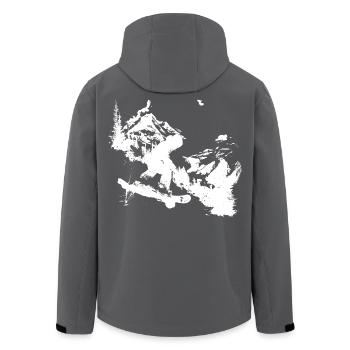 Snowboarding Graphics - Men’s Recycled Softshell Jacket by Stanley/Stella - black - Back - AI Model Male 185 light (185cm)