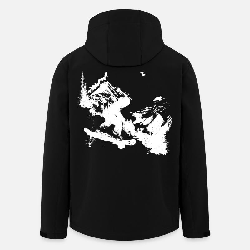 Graphismes de snowboard - Veste softshell homme en polyester recyclé Stanley/Stella - noir