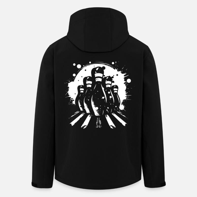 Dessin de quilles de bowling - Veste softshell homme en polyester recyclé Stanley/Stella - noir