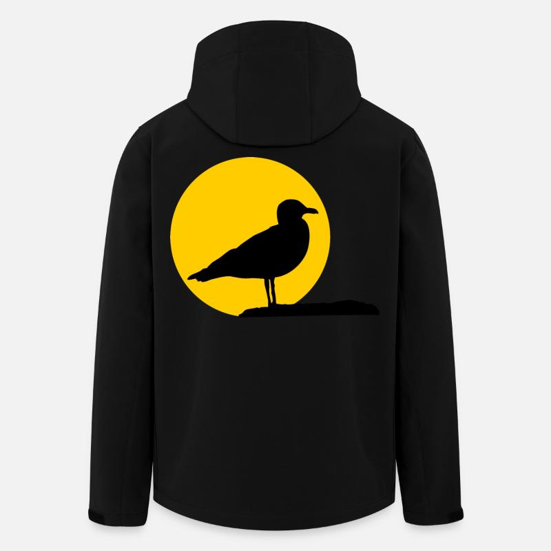 Mouette devant le soleil - Veste softshell homme en polyester recyclé Stanley/Stella - noir