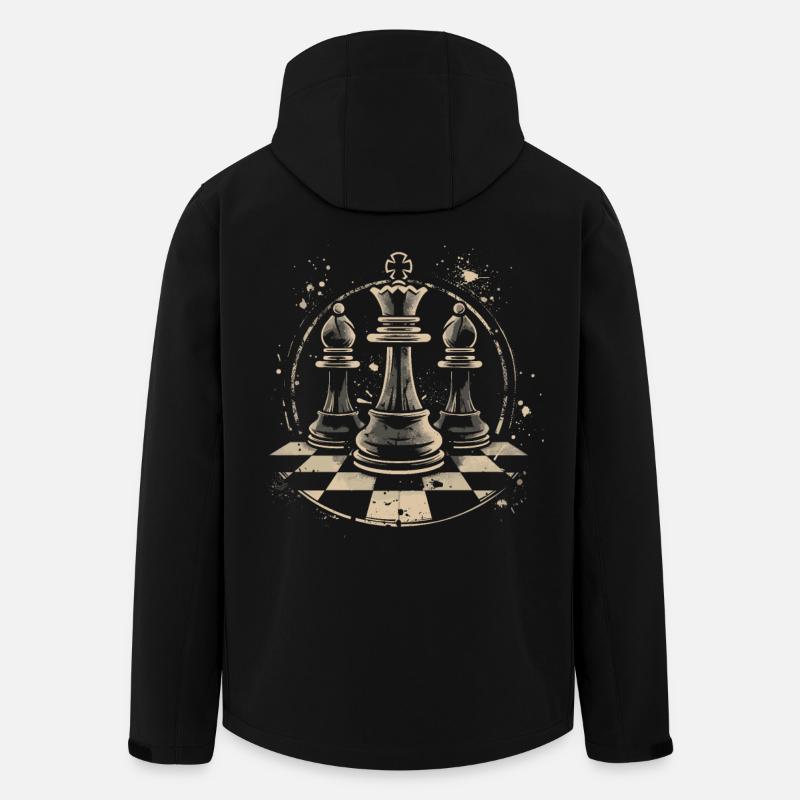 Dessin de pièces d’échecs - Veste softshell homme en polyester recyclé Stanley/Stella - noir