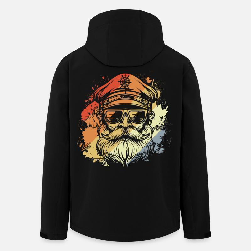 Retro Sailing Captain Drawing - Men’s Recycled Softshell Jacket by Stanley/Stella - black