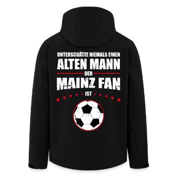 Alter Mann - Mainz Fan | Retro Vintage Design - Recycelte Männer Softshell-Jacke von Stanley/Stella - Schwarz - Hinten - AI Model Male 185 light (185cm)