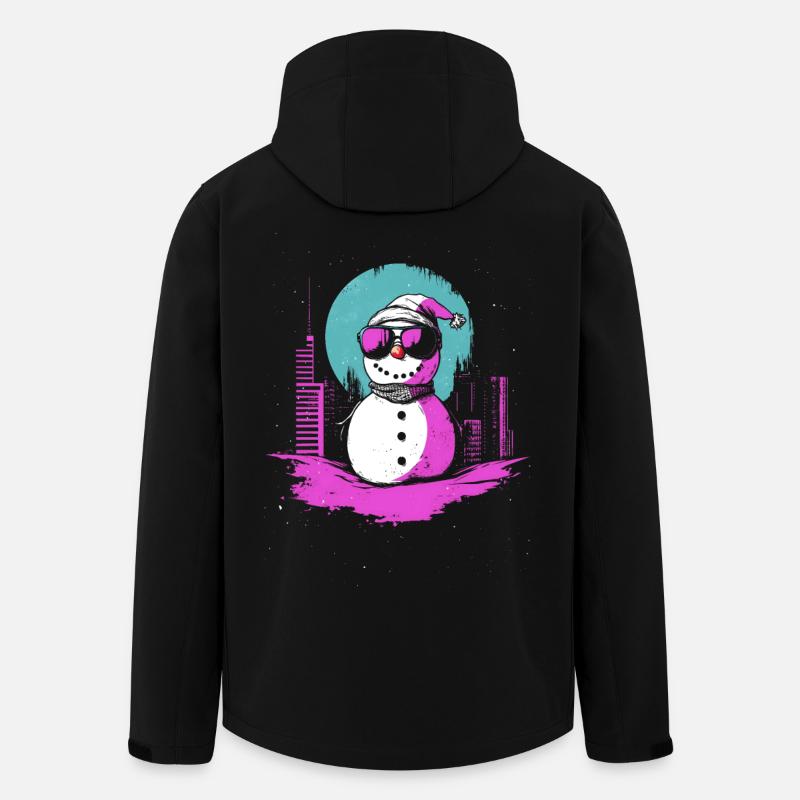 Retro Snowman Retrowave Synthwave Gift - Men’s Recycled Softshell Jacket by Stanley/Stella - black