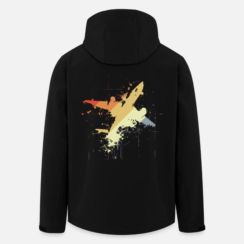Graphique d’avion des années 80 - Veste softshell homme en polyester recyclé Stanley/Stella - noir