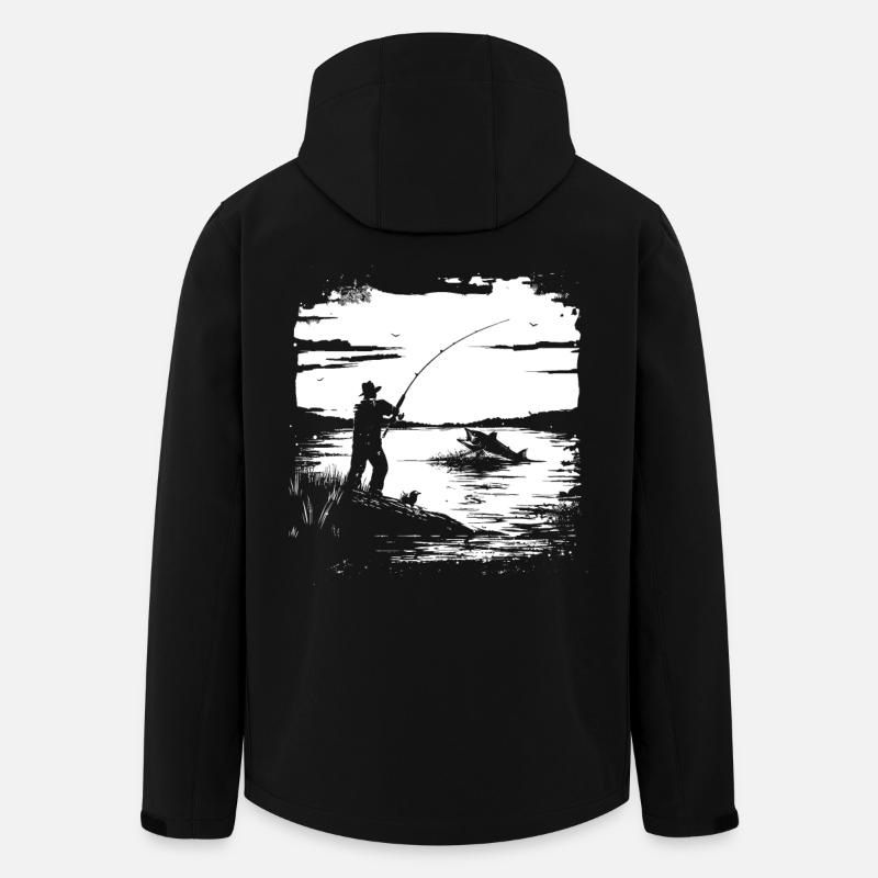 Graphique de pêche - Veste softshell homme en polyester recyclé Stanley/Stella - noir