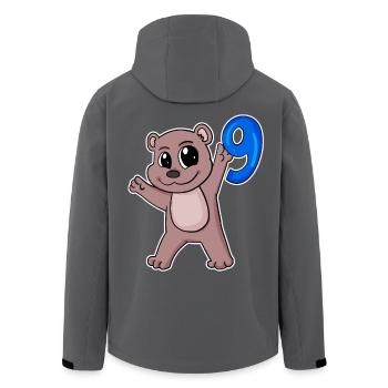 9th Birthday Motif Bear - 9 Years - Men’s Recycled Softshell Jacket by Stanley/Stella - black - Back - AI Model Male 185 light (185cm)