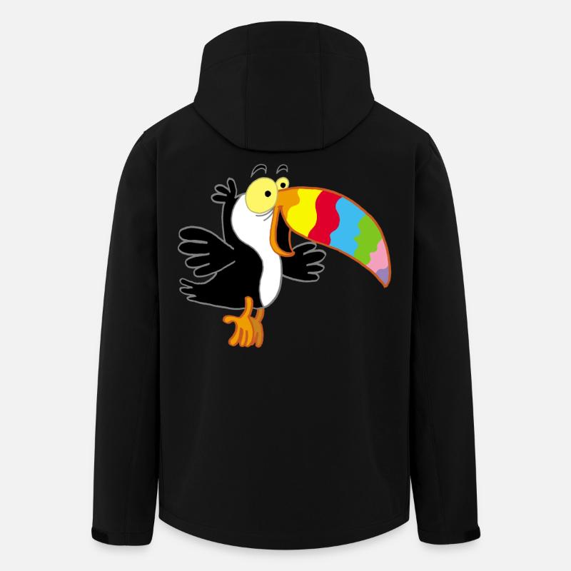 Vogel und mehrfarbiger Schnabel - Recycelte Männer Softshell-Jacke Discoverer von Stanley/Stella - Schwarz