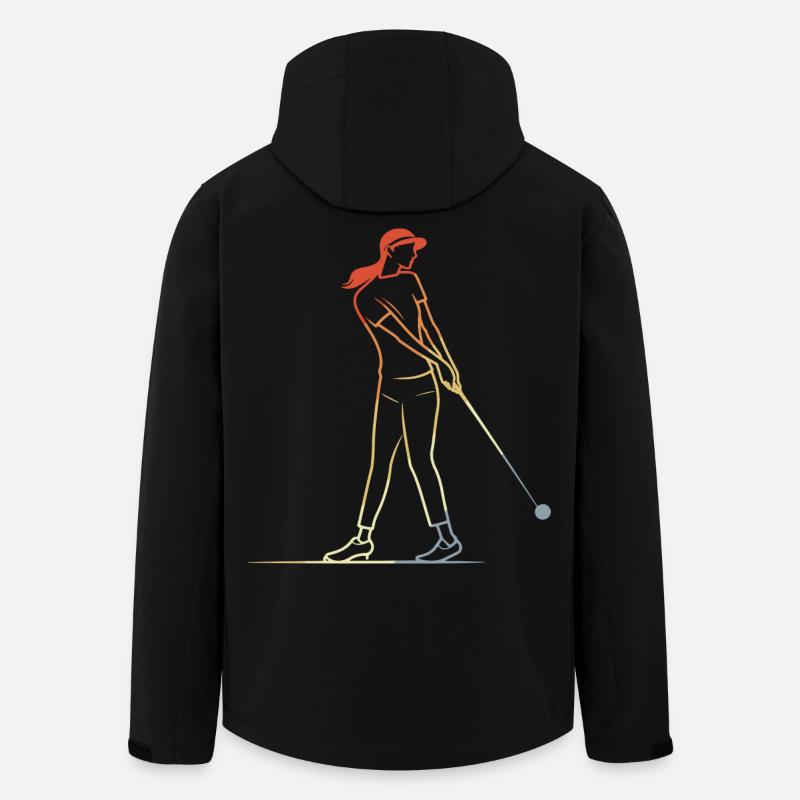 Weiblicher Golfspieler Line Art - Recycelte Männer Softshell-Jacke von Stanley/Stella - Schwarz
