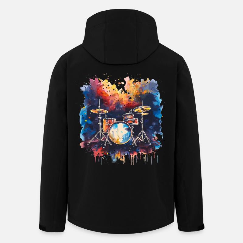 Schlagzeug Synthwave - Recycelte Männer Softshell-Jacke von Stanley/Stella - Schwarz