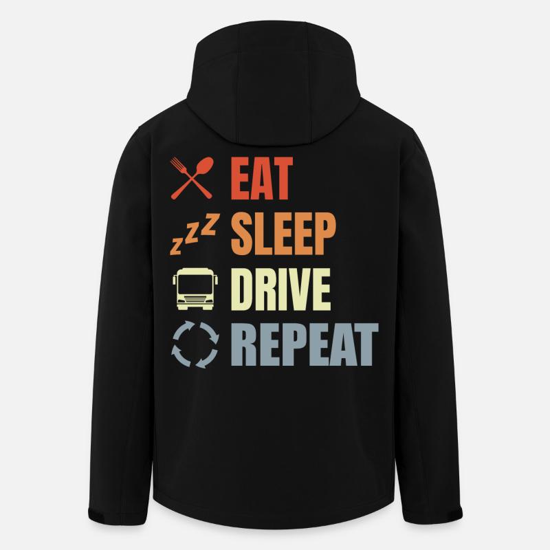 Manger Dormir Conduire Répéter - Veste softshell homme en polyester recyclé Stanley/Stella - noir