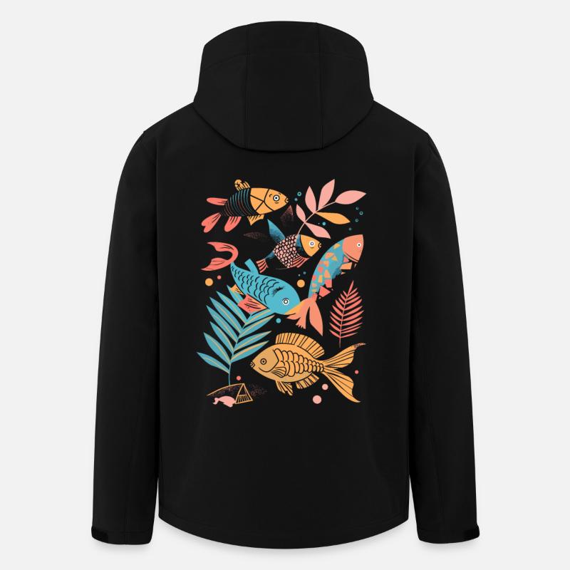 Style de dessin animé de pêche - Veste softshell homme en polyester recyclé Stanley/Stella - noir