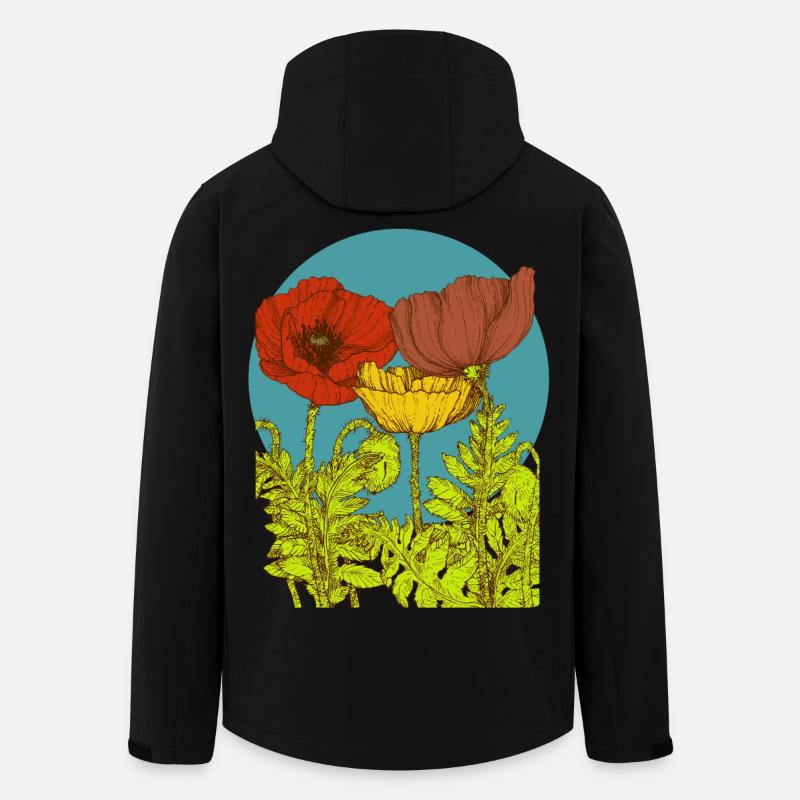 Coquelicots - Veste softshell homme en polyester recyclé Stanley/Stella - noir