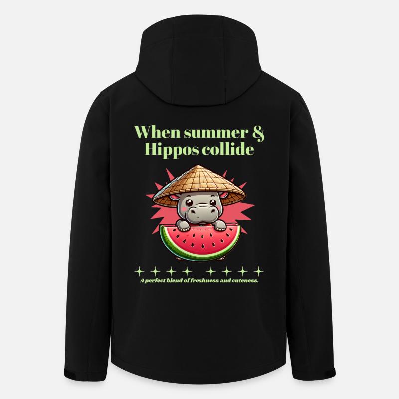 Nilpferd mit Wassermelone - Recycelte Männer Softshell-Jacke von Stanley/Stella - Schwarz
