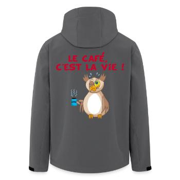 Hibou et café - Veste softshell homme en polyester recyclé Stanley/Stella - noir - Dos - AI Model Male 185 light (185cm)