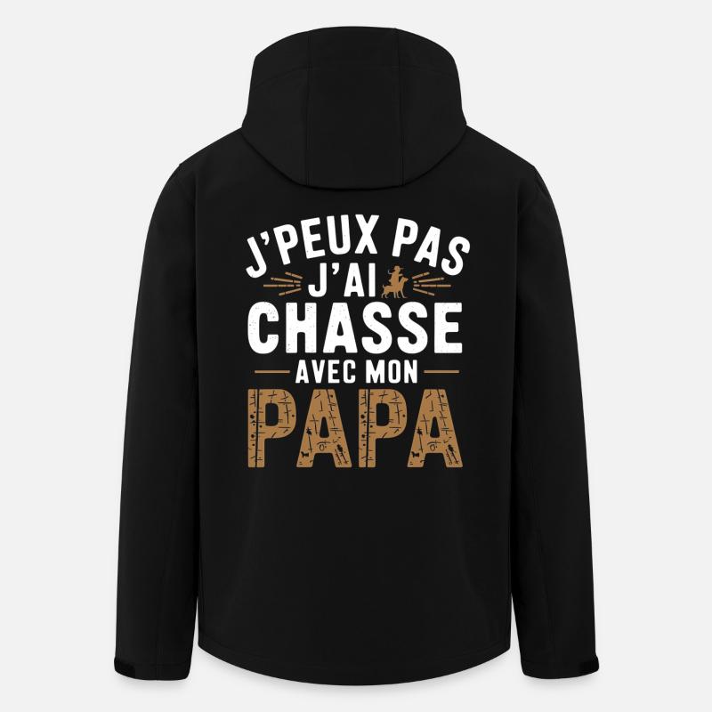 Chasse Avec mon papa - Veste softshell homme en polyester recyclé Stanley/Stella - noir