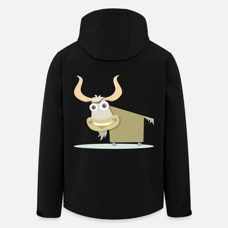 Illustration joyeuse d’une vache tibétaine. - Veste softshell homme en polyester recyclé Stanley/Stella - noir