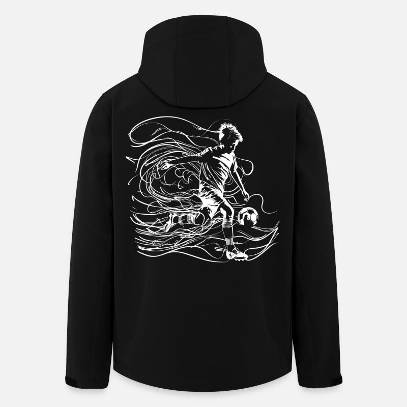 Dessin de garçon de football - Veste softshell homme en polyester recyclé Stanley/Stella - noir