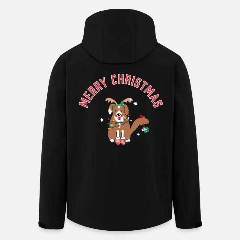 Hund mit Lichterkette Weihnachten - Recycelte Männer Softshell-Jacke von Stanley/Stella - Schwarz