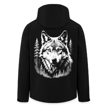 Loup, Forêt - Veste softshell homme en polyester recyclé Stanley/Stella - noir - Dos - AI Model Male 185 light (185cm)