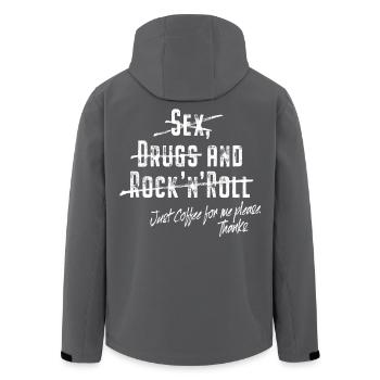 Just Coffee Only Coffee Pas de sexe Drogues et Rock’n’Roll - Veste softshell homme en polyester recyclé Stanley/Stella - noir - Dos - AI Model Male 185 light (185cm)