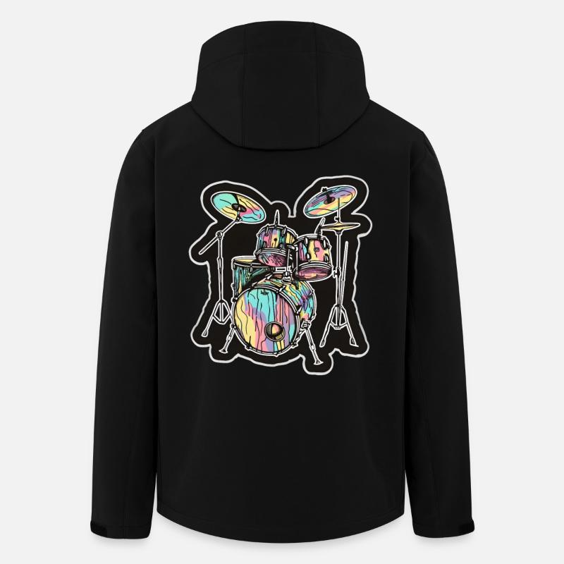 Schlagzeug Cartoon Look - Recycelte Männer Softshell-Jacke von Stanley/Stella - Schwarz