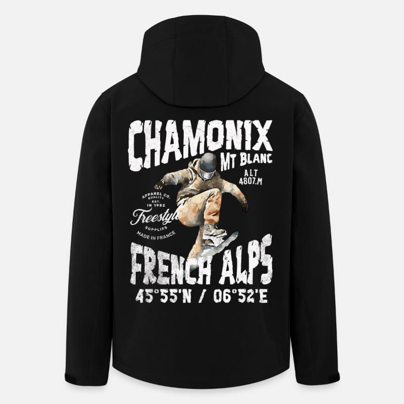 Skateboarder Chamonix Mont Blanc - Veste softshell homme en polyester recyclé Stanley/Stella - noir