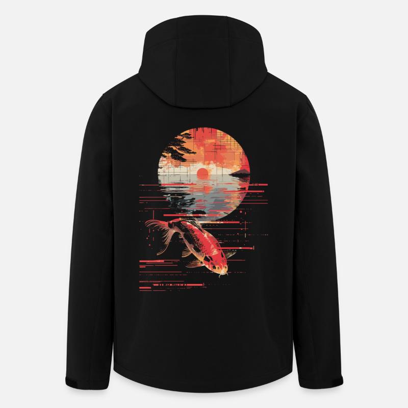 Pêche Synthwave - Veste softshell homme en polyester recyclé Stanley/Stella - noir