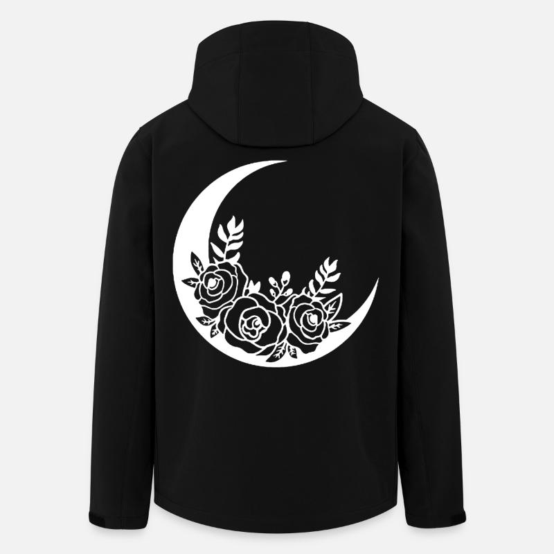 Lune fleurie blanche - Veste softshell homme en polyester recyclé Stanley/Stella - noir