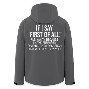 If you say first of all run away funny shirt - Recycelte Männer Softshell-Jacke von Stanley/Stella - Anthrazit - Hinten - AI Model Male 185 light (185cm)
