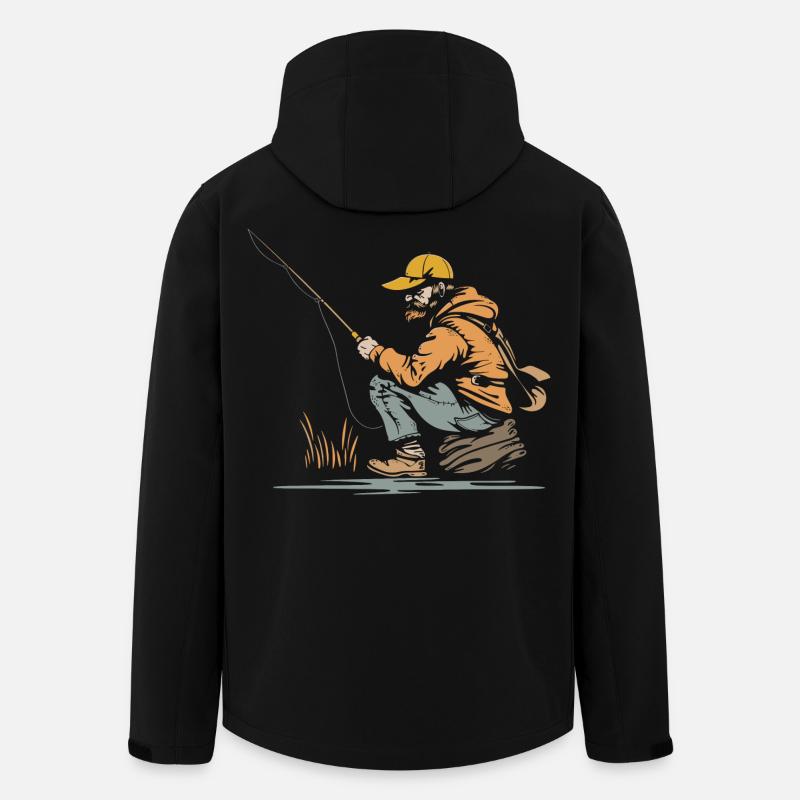 Angler Grafik - Recycelte Männer Softshell-Jacke von Stanley/Stella - Schwarz