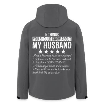 5 things you should know about my husband - Recycelte Männer Softshell-Jacke von Stanley/Stella - Anthrazit - Hinten - AI Model Male 185 light (185cm)