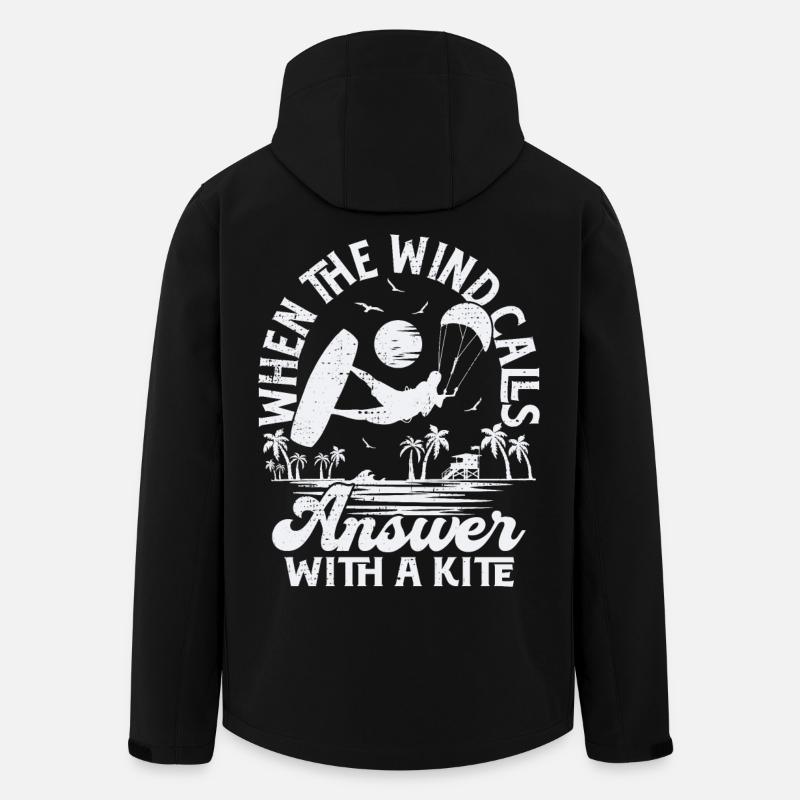 When the wind calls answer with a kite - Recycelte Männer Softshell-Jacke von Stanley/Stella - Schwarz