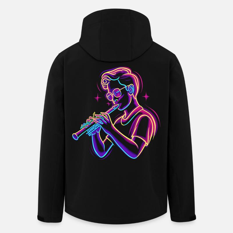 Flûte Garçon Graphique Synthwave - Veste softshell homme en polyester recyclé Stanley/Stella - noir