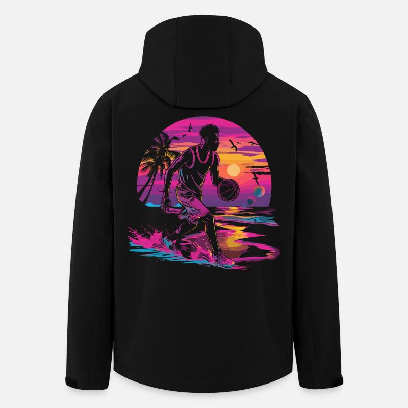 Basketball Synthwave - Men’s Recycled Softshell Jacket by Stanley/Stella - black