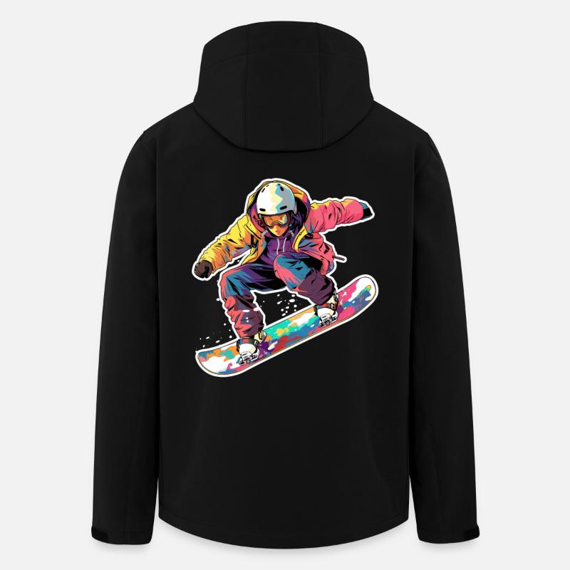 look de dessin animé de snowboarder - Veste softshell homme en polyester recyclé Stanley/Stella - noir