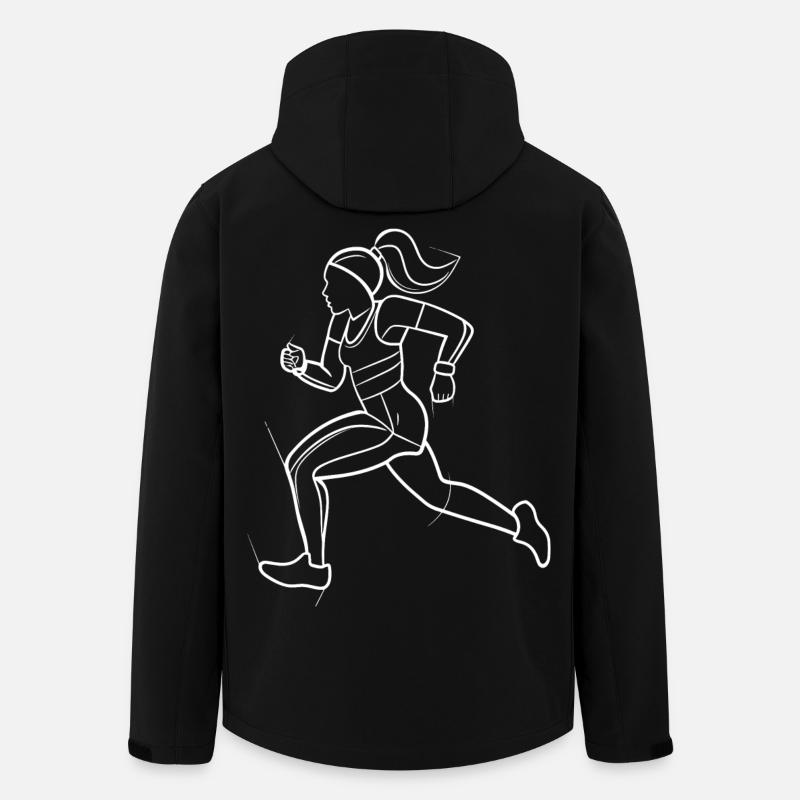 Dessin au trait du coureur - Veste softshell homme en polyester recyclé Stanley/Stella - noir