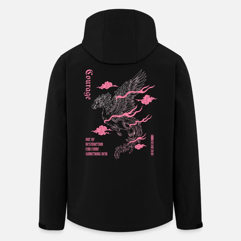 Courage – Phoenix Wiedergeburt Design - Recycelte Männer Softshell-Jacke von Stanley/Stella - Schwarz