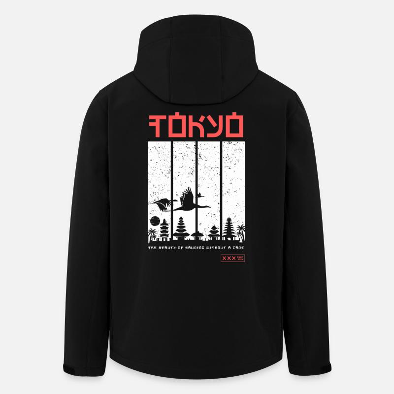 Tokyo – Japanische Landschaft mit Kranichen - Recycelte Männer Softshell-Jacke von Stanley/Stella - Schwarz